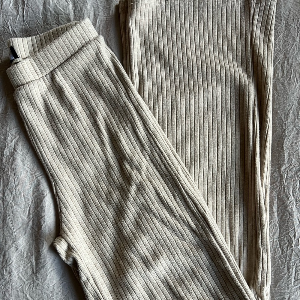 White Fox ribbed pants - oatmeal